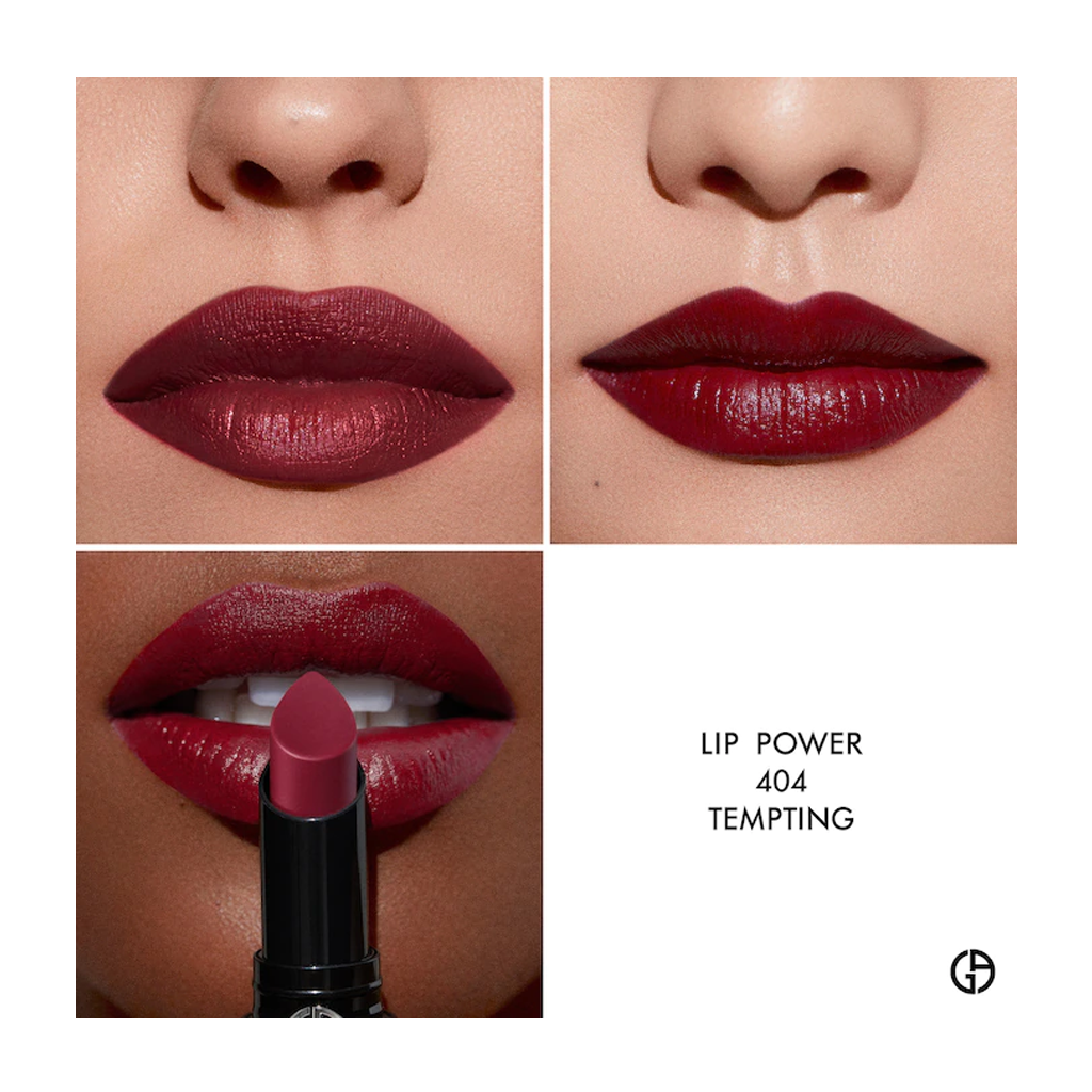 ARMANI BEAUTY - LIP POWER LONG LASTING SATIN LIPSTICK (BURGUNDY RED) - MyVaniteeCase