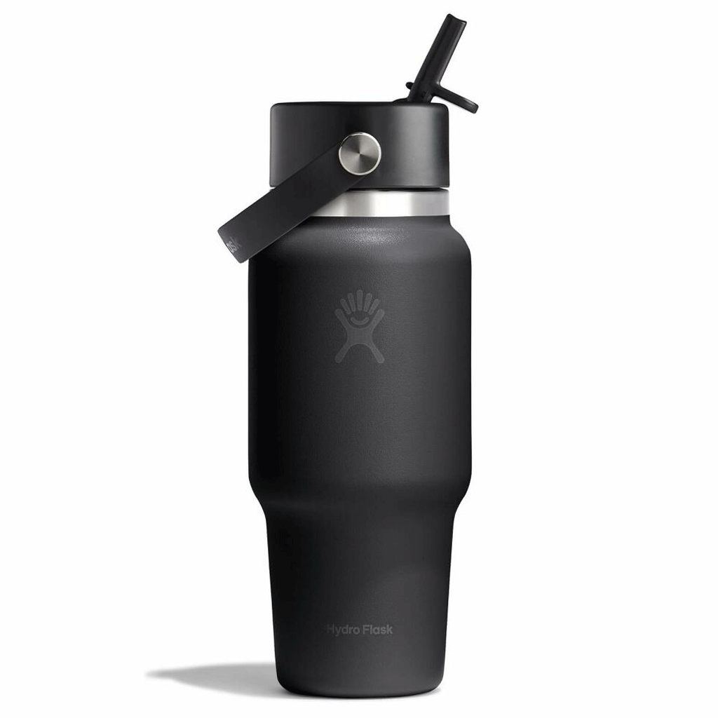 HYDRO FLASK - 24 OZ WIDE FLEX STRAW TRAVEL BOTTLE-BLACK