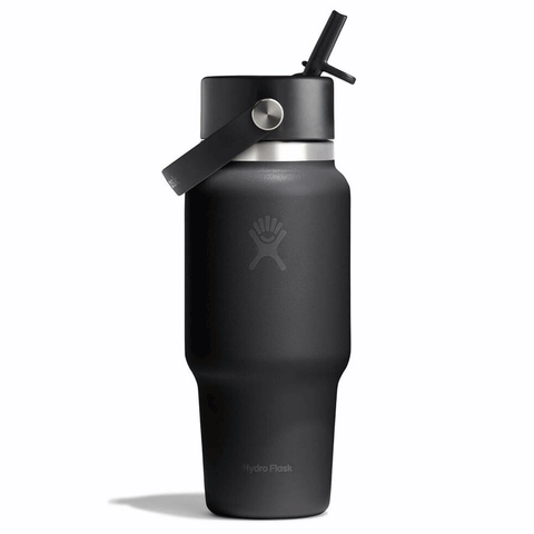 HYDRO FLASK - 24 OZ WIDE FLEX STRAW TRAVEL BOTTLE-BLACK