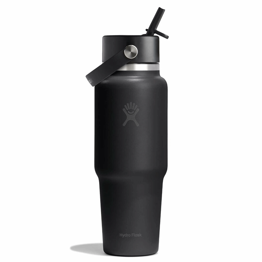 HYDRO FLASK - 32 OZ WIDE FLEX STRAW TRAVEL BOTTLE-BLACK