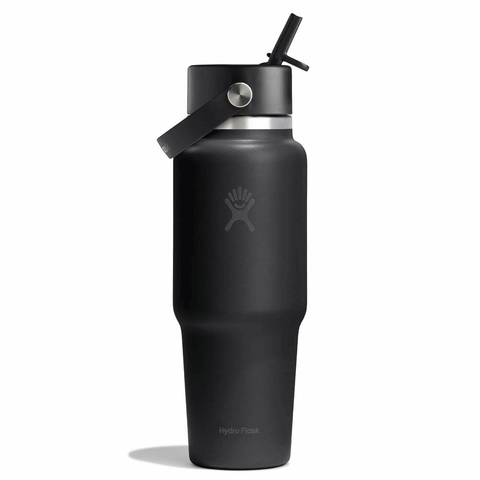 HYDRO FLASK - 32 OZ WIDE FLEX STRAW TRAVEL BOTTLE-BLACK